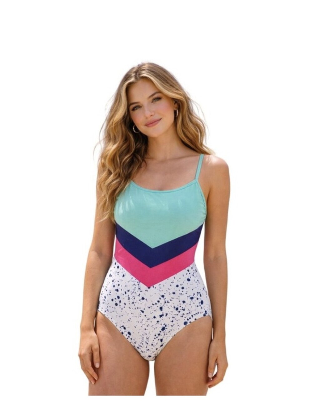 chubbies Aqua, Navy & Coral Colorblock One-Piece Swimsuit